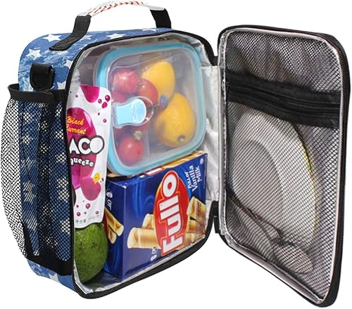 Miniatura 3 de ZOEO Lonchera de béisbol para niños, con aislamiento 3D, bolsa de almuerzo para niños, hielera azul, correa de hombro congelable, impermeable,