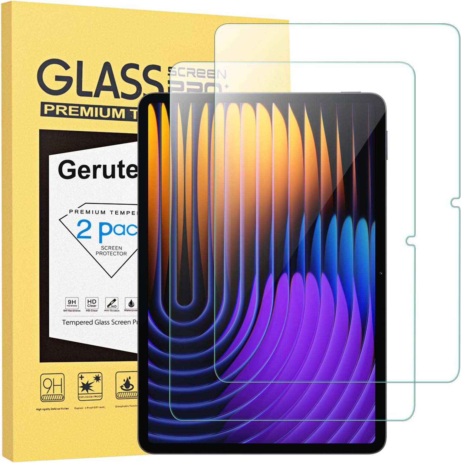 Gerutek [2-Pack Screen Protector for Xiaomi Pad 8/Pad 7/Xiaomi Poco Pad X1 11.2" Tempered Glass Film [Ultra Clear][Anti Scratch][9H][Touch Sensitive][Anti-Fingerprint] Protective glass screen cover