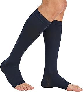 MGANG® 20-30 mmHg Compression Stocking for Men and Women, Medical Compression Socks, Knee High Length, Open Toe, for DVT, Varicose Veins, Relief Shin Splints, Edema, Navy Blue X-Large