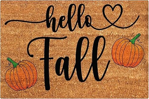Felpudo de bienvenida con hojas de otoño, calabaza, granja, puerta de entrada, interior y exterior, alfombra de otoño para piso de cocina,