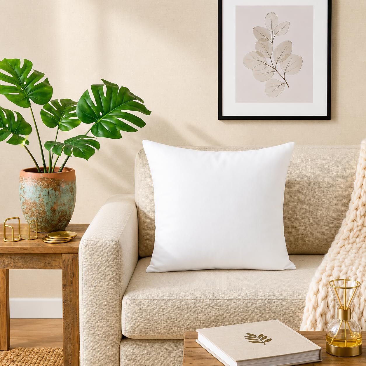 White Cotton Cushion 20 x 20 Inch | Soft Sofa Cushion for Living Room & Bedroom | Square Cushion for Sofa Set & Bed | Comfortable Cushion Filler | Home Decor | Pack of 1-image-27