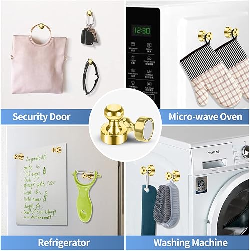 Miniatura 6 de Paquete de 20 imanes dorados para nevera para pizarra blanca, imanes de oficina para refrigerador, pizarra blanca, cartelera en cocina, aula, escuela