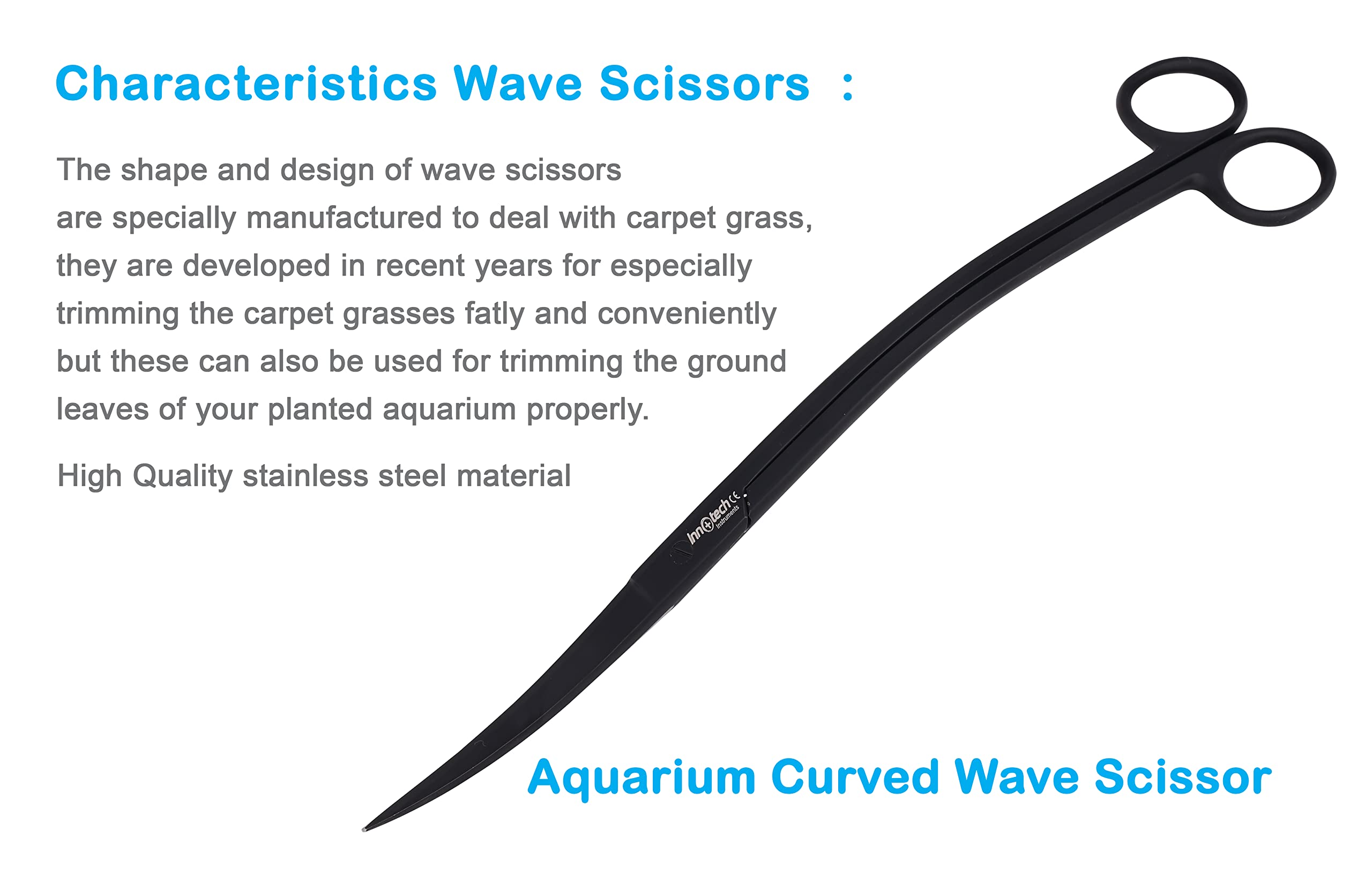 Forbici Per Acquario Innotech 25cm - Acciaio Inossidabile Per Pulizia Piante Acquatiche, Nero - Foto 5