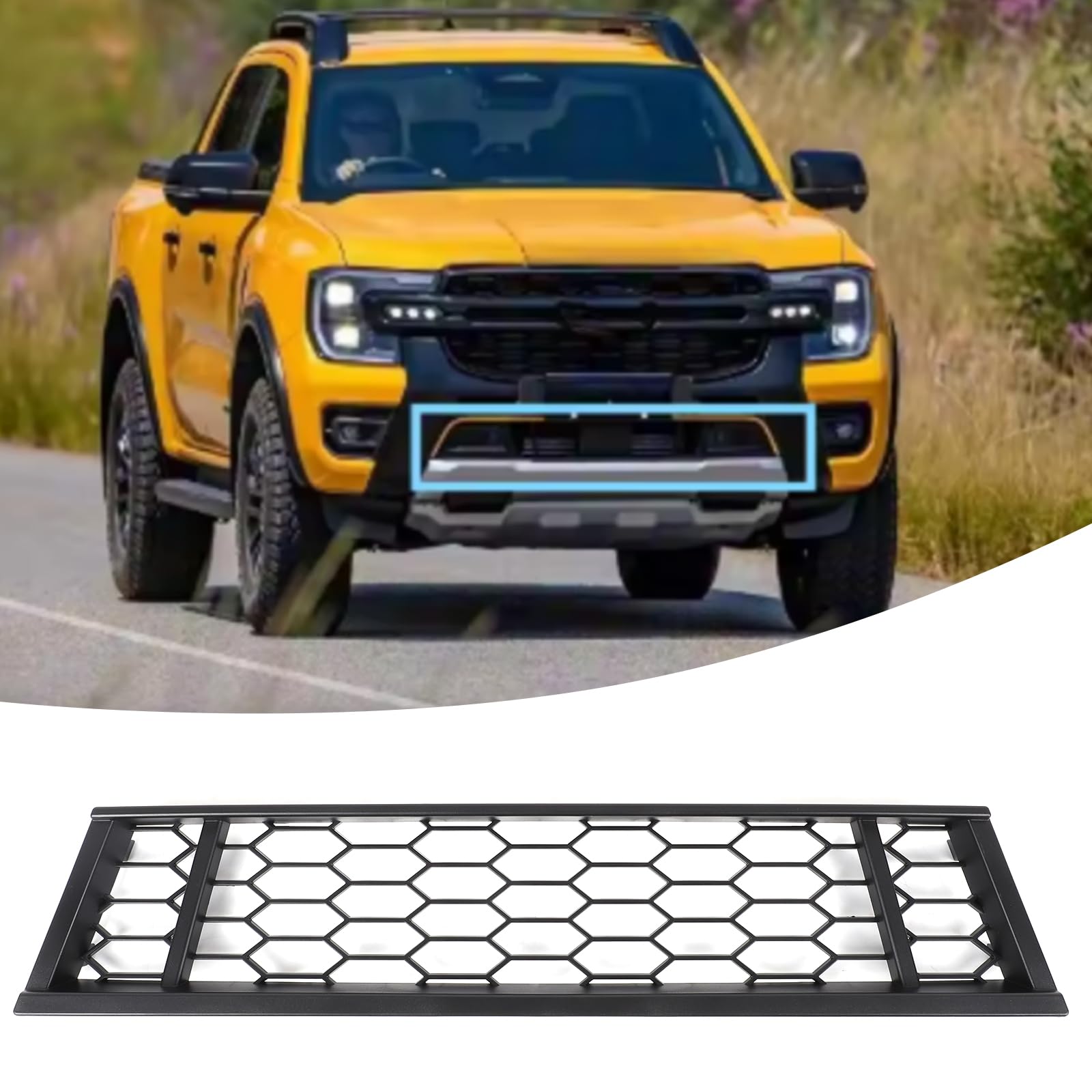 Fahrzeugspezifisches Insektenschutzgitter Unterer Kühlergrill kompatibel mit Ford Ranger T9 Wildtrak 2023-2026,Front- Kühlergrille,Autozubehör ABS 1 Stück