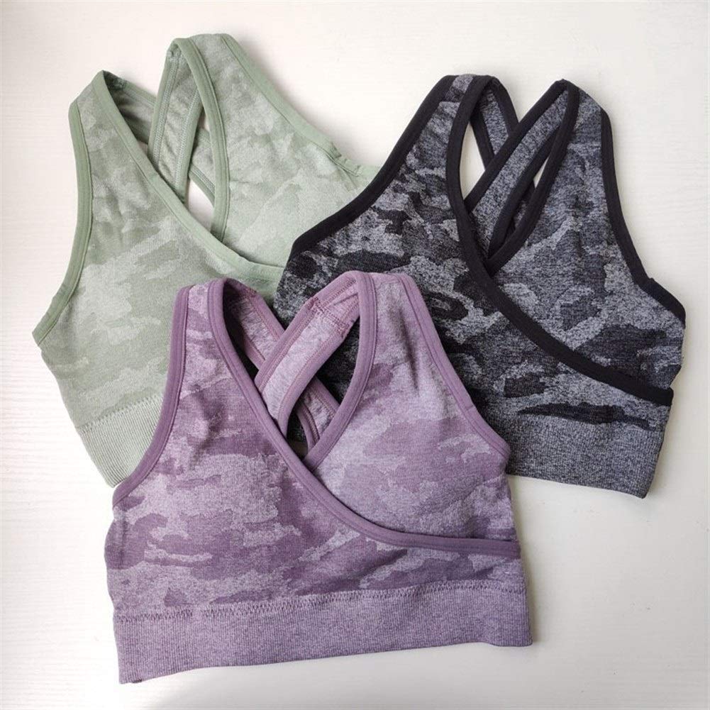 Las Mujeres Camo Sujetador sin Costura sin Fisuras Deportes Sujetador con Relleno Empuja hacia Arriba el Sujetador de los Deportes Mujeres Top de la Camisa de la Yoga Deportes Cómodo