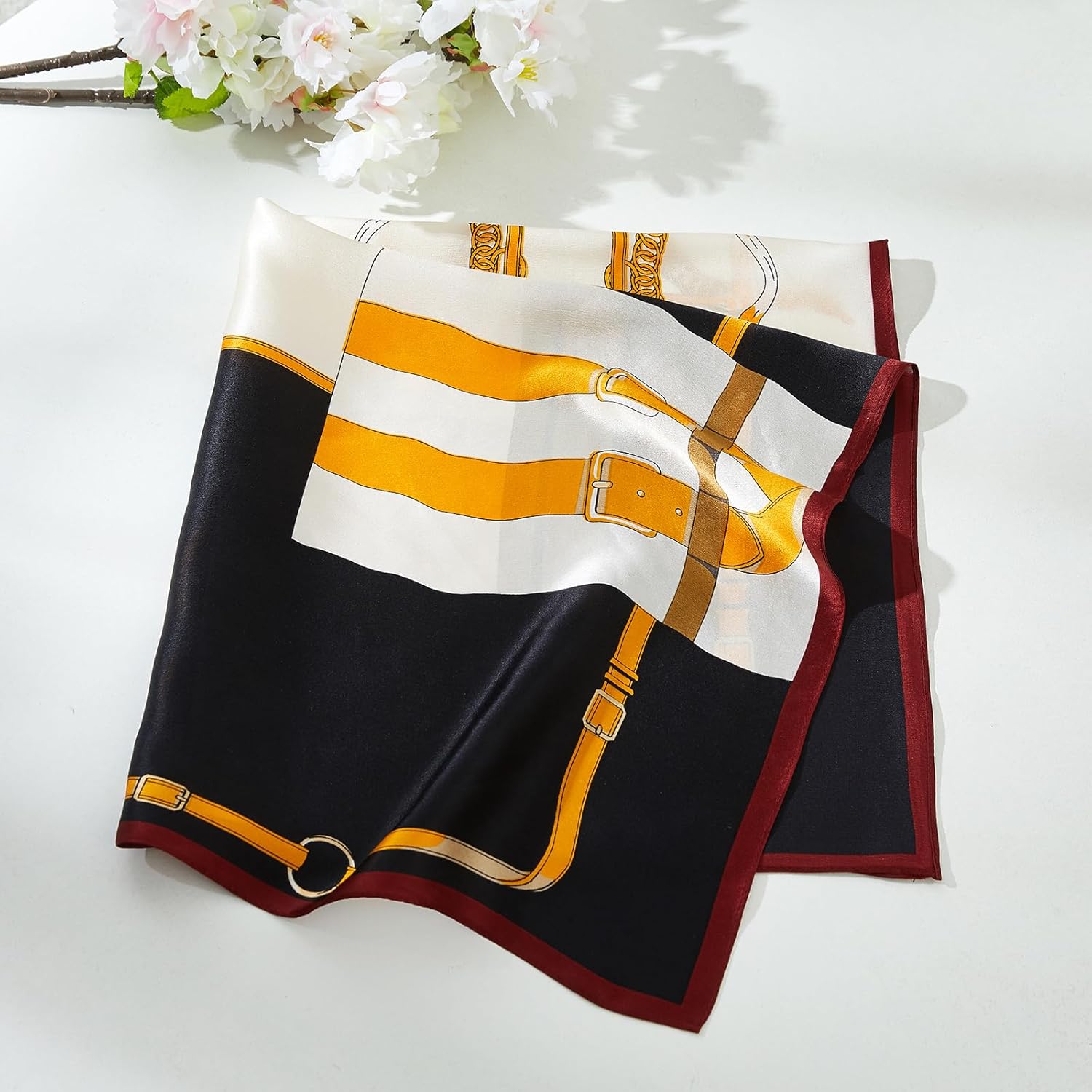 100% Mulberry Silk Square Scarf 27''x27'' Neck Scarf Hair Scarf Headscarf Bandanas for Women - Image 4