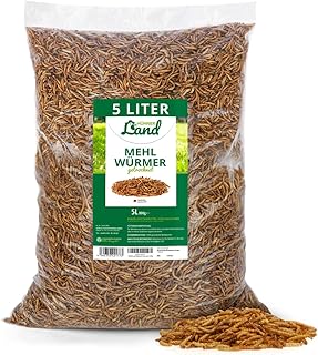 HÜHNER Land Mehlwurm Schmaus, Feinkost Mehlwürmer getrocknet 5 Liter für Ziergeflügel, Reptilien - Ziergeflügelfutter ohne Zusätze product image