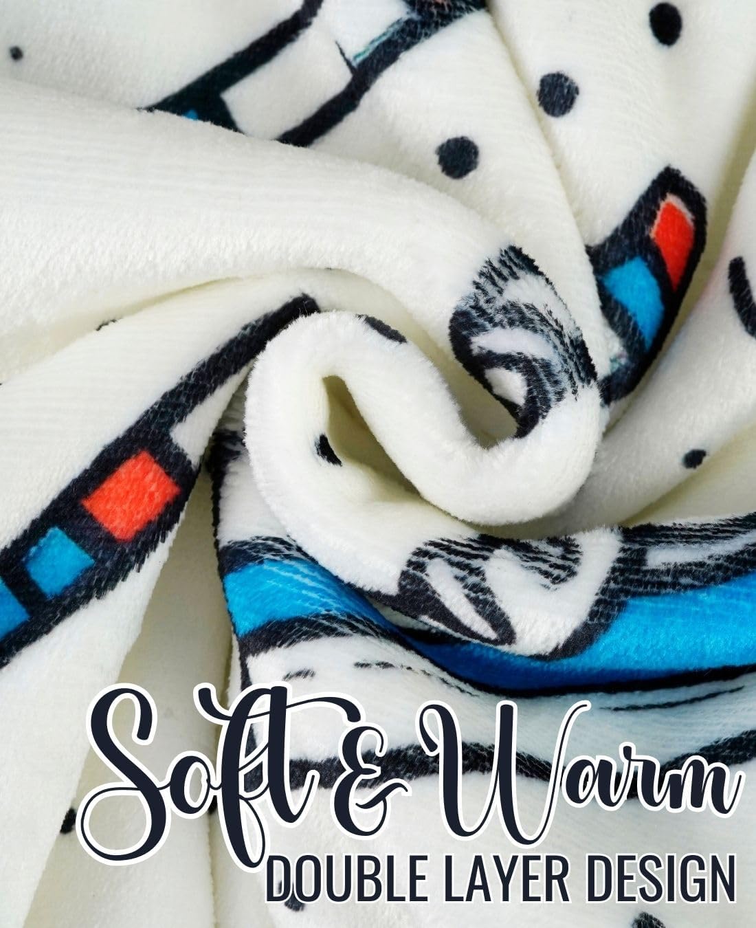 Ice Hockey Player Gifts for Men, Gifts for Hockey Lovers & Coaches, Wearable Flannel Giraffe Blanket Hoodie with Two Large Pocket - White/Hockey