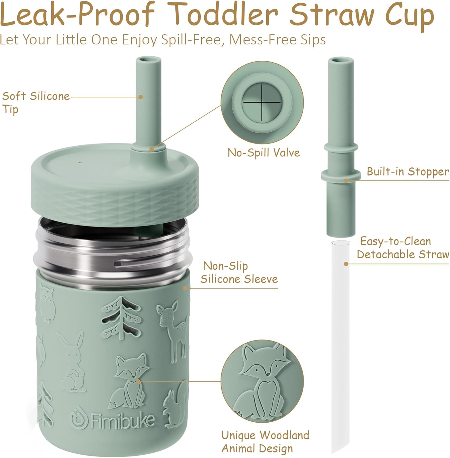 Fimibuke Toddler Cups Spill Proof, 8 OZ Sippy Cups for Kids Girl Boy, Leak Proof Stainless Steel Tumbler with Lid, Silicone Straw & Sleeve, BPA Free Dishwasher Safe Water Bottle Snack Container 4 Pack