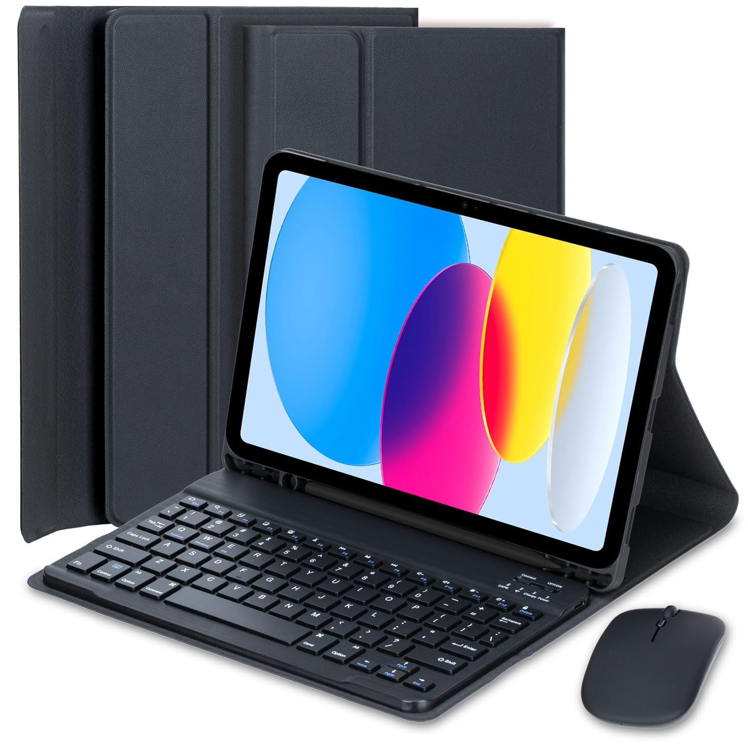 Keyboard Case for iPad (A16) 11th Generation 2025 11 Inch/iPad 10th Generation 2022 10.9 Inch, with Mouse, Spanish Ć Detachable Bluetooth Keyboard with Pencil Holder,Black