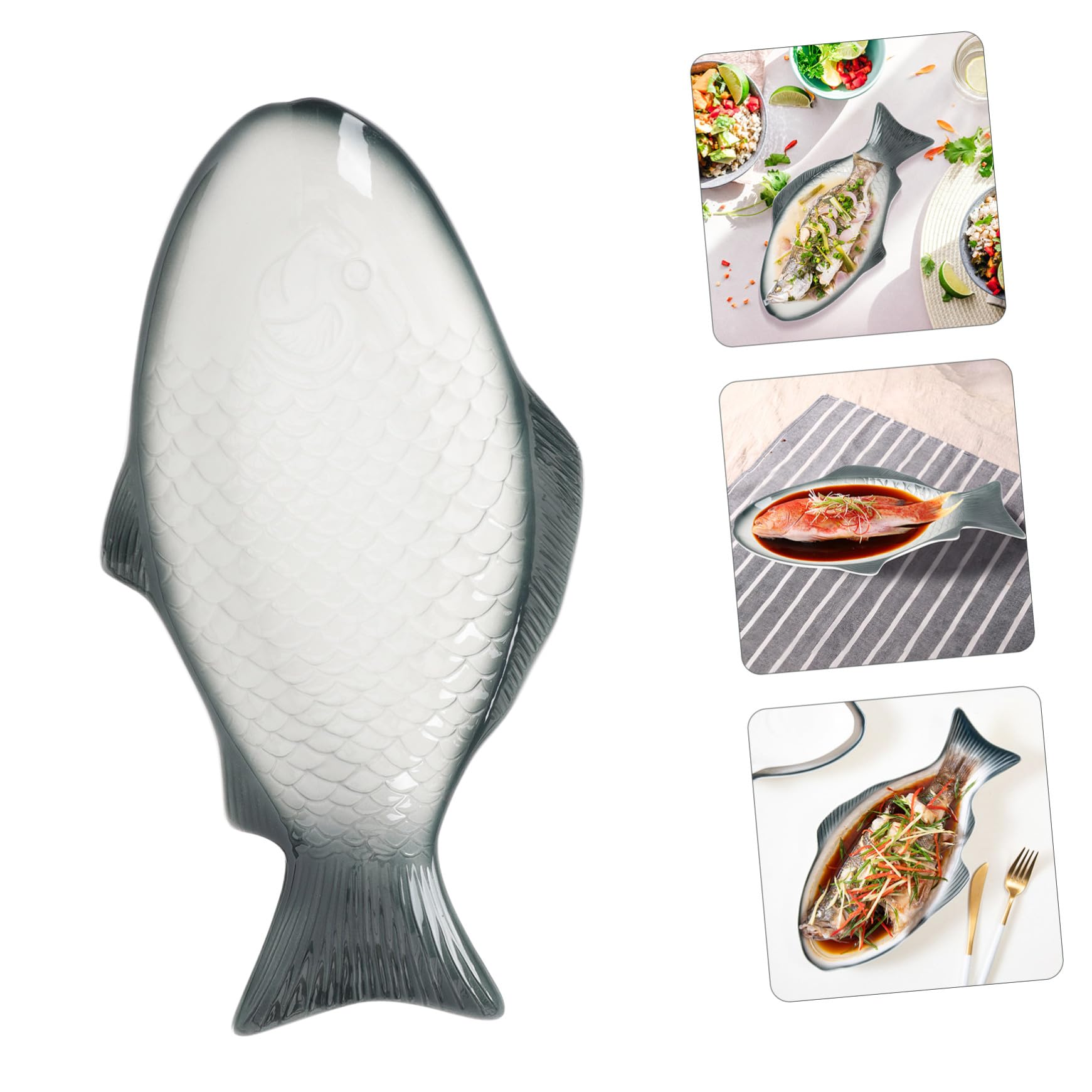 VALICLUD Piatto Forma di Pesce al Vapore in Ceramica Piatto Decorativo per Alimenti per Servire Pesce e Frutti di Mare