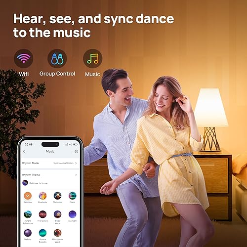 Miniatura 6 de Consciot Bombillas inteligentes, bombilla LED WiFi Bluetooth que cambia de color, sincronización de música, bombilla inteligente equivalente a 60 W,