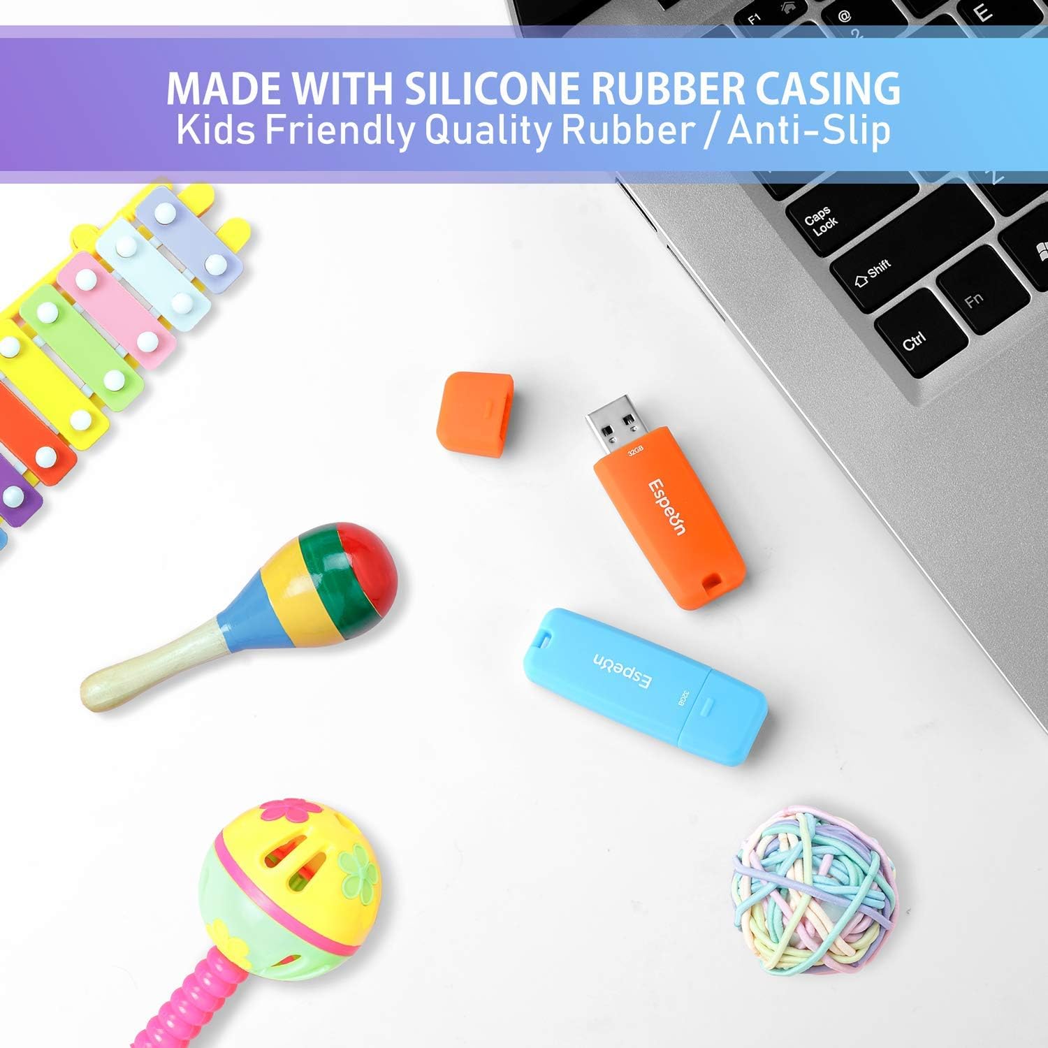 Espeon 3-Pack 32GB USB 2.0 Flash Drive, Macaroon Colors - Light Blue, Light Violet, Light Green - ESP32G3PKM