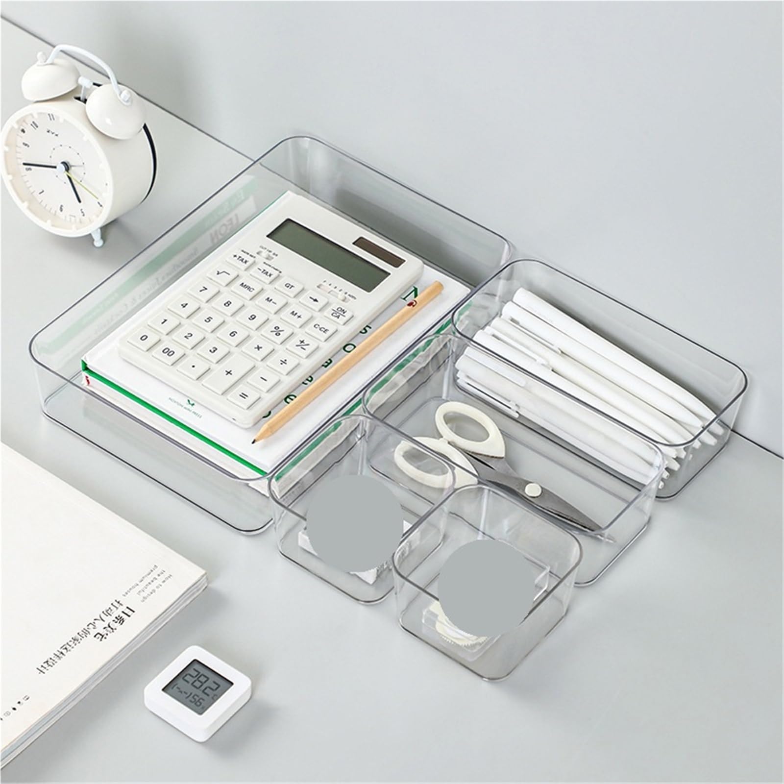 4 cajas organizadoras de cajones transparentes for almacenamiento, cocina, organizador cosméticos, divisoras oficina para Ropa Interior, Camisas