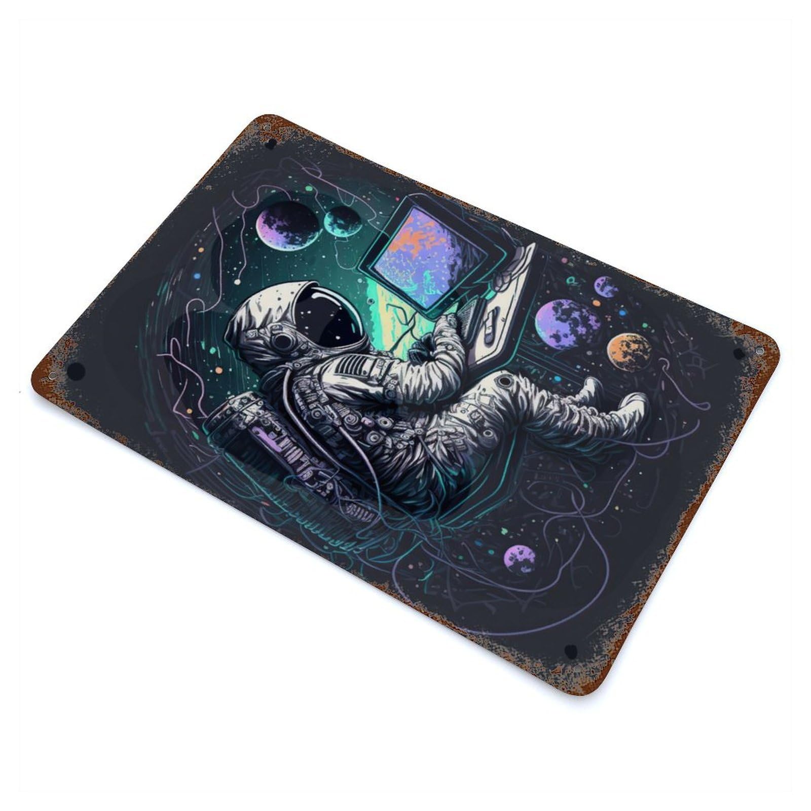 Programmer in Space Rust Effect Tin Sign 11.8"x7.9", for Bistro, Counter And Cafe Decor, Shabby Chic Decor