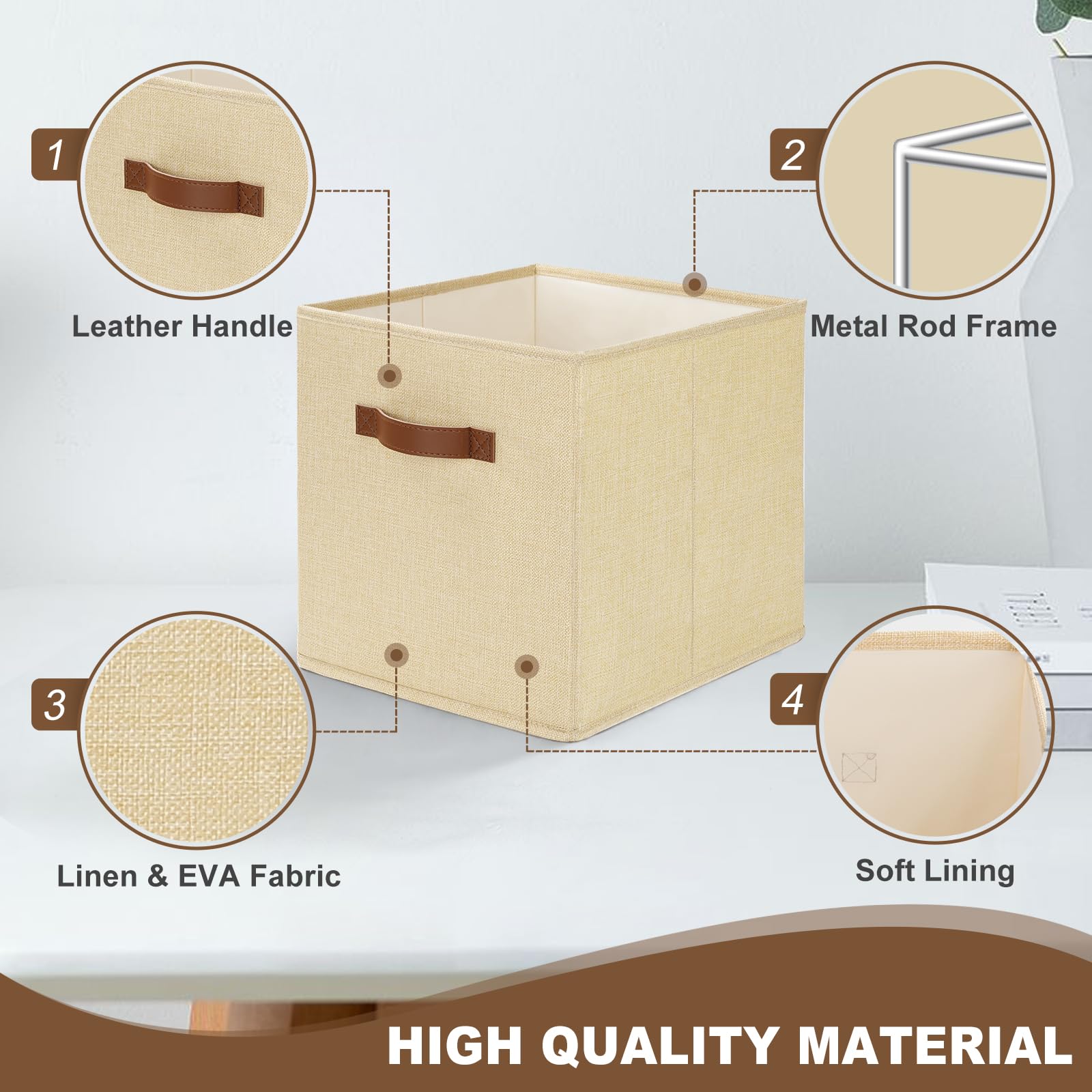 3 Scatole Portaoggetti In Tessuto 40x30x20cm - Cestini Pieghevoli Con Manici, Per Armadio E Casa - Foto 11