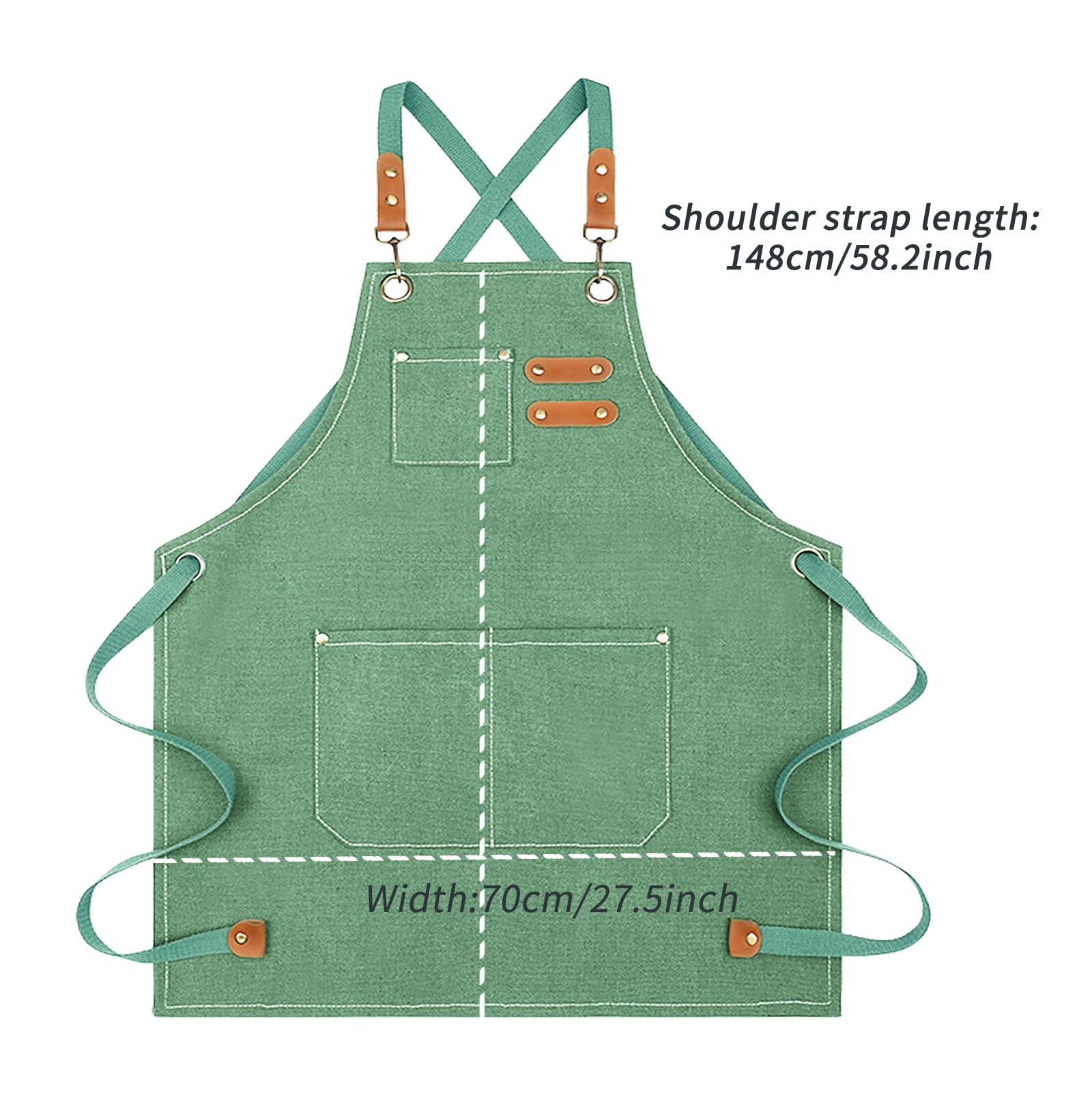 Nanxson Canvas Chef Apron for Men Work Aprons with Pockets Tool Apron for Cooking Gardening Painting, Pea Green - Image 3