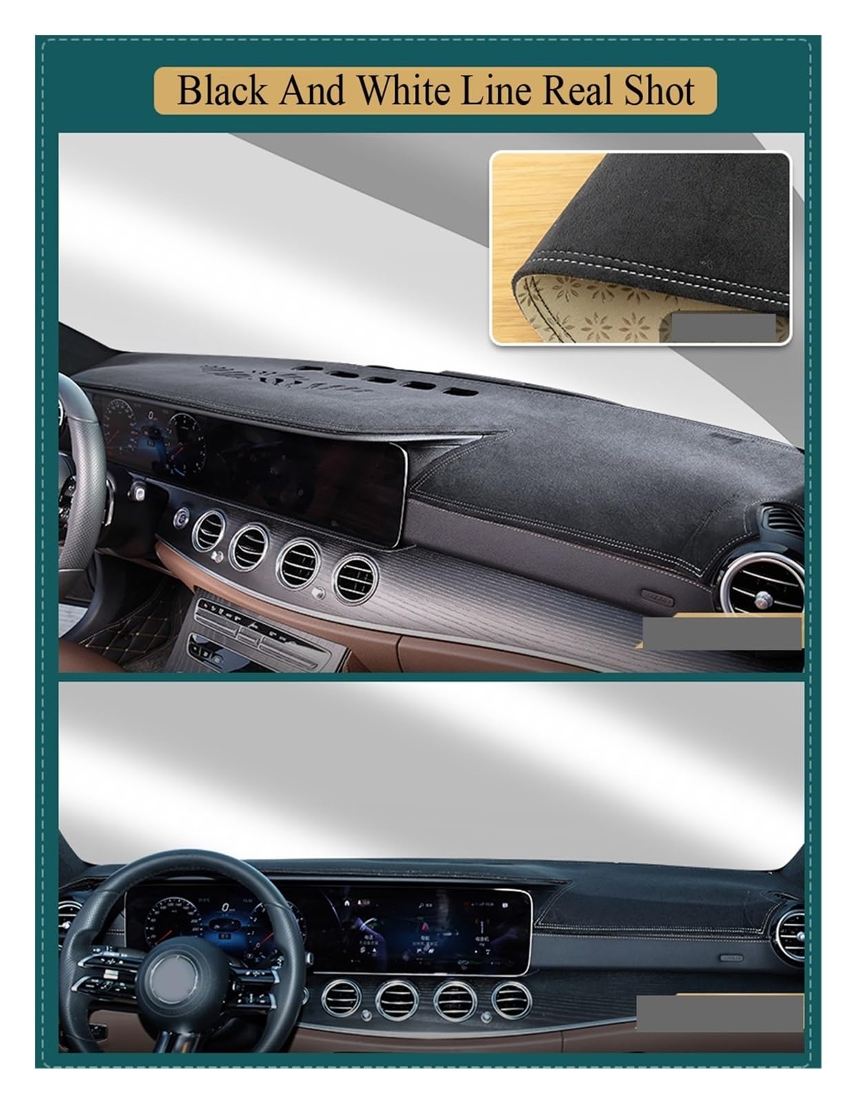 Antirutschmatten Für Lincoln Für Nautilus 2021 2022 2023 Wildleder Leder Anti-Rutsch Anti-UV Dashmat Dash Matte Abdeckung Dashboard Pad Teppich Auto Zubehör Dashboard rutschfeste Mat(Black White LHD)