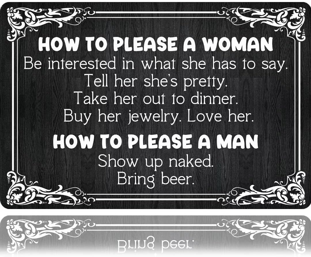 Kwqdozf Tin Sign-1 12X16inch How To Please A Woman And A Man Vintage Metal Aluminum Tin Sign D