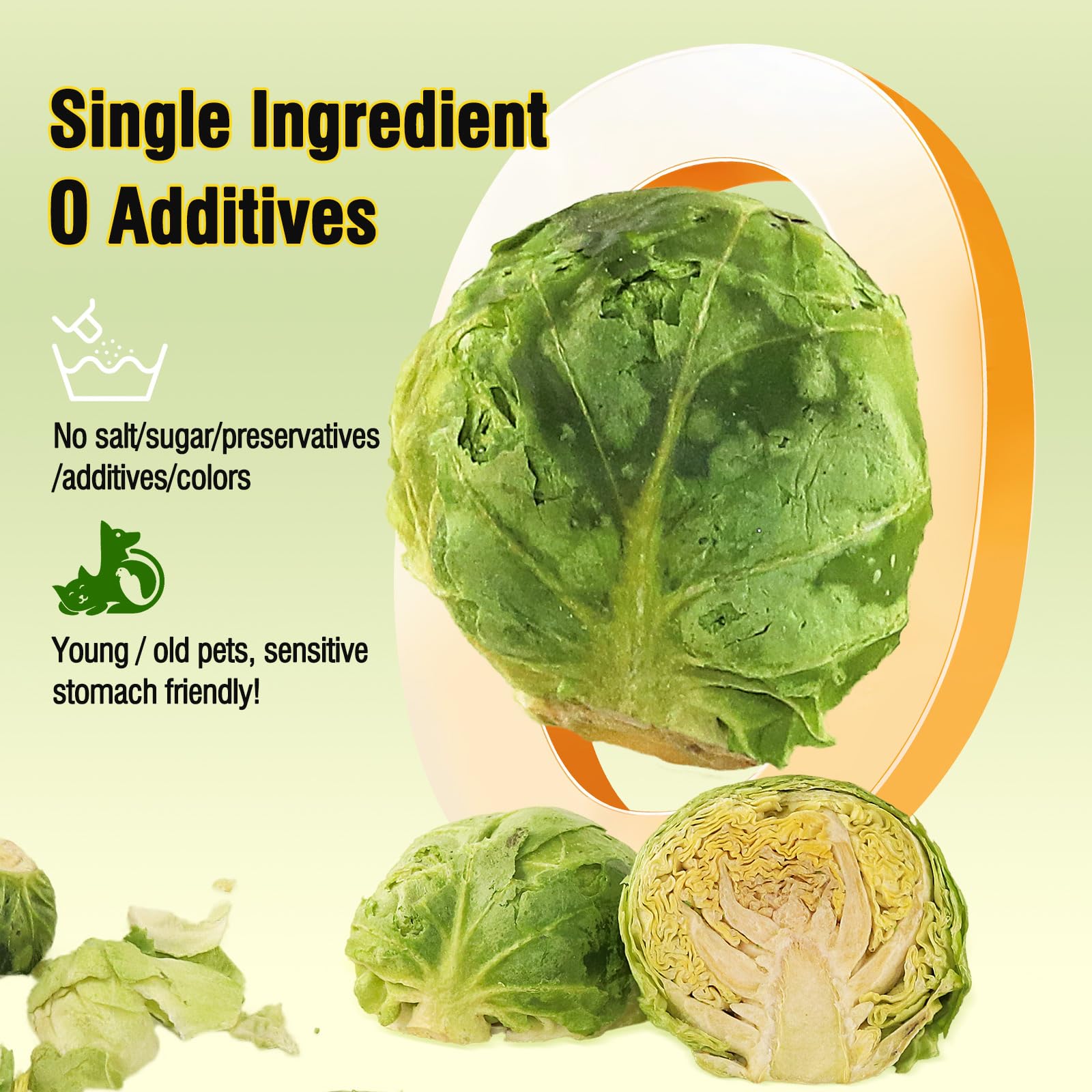 Cavoletti di Bruxelles Liofilizzati Naturali per Animali Domestici – Snack Monoingrediente, Ricco di Nutrienti e Basso in Calorie per Cani, Conigli, Uccelli, Tartarughe e Cavie 79g
