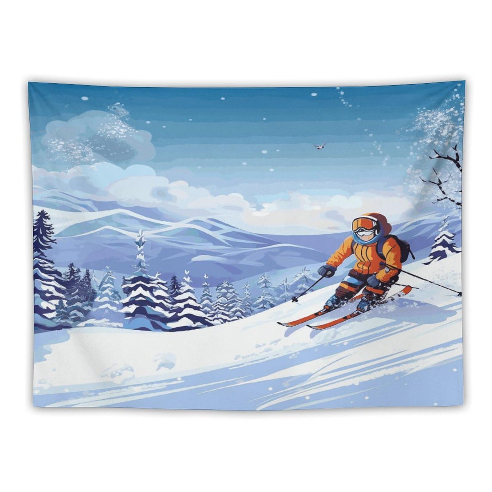 LDGSUPH Winter Skiing Tapestry Wall Hanging Decor Anti-fading Aesthetic Wall Tapestries Fashion Wall Blanket Decor Modern Wall Art Tapestry for Bedroom Home Decor 30"x40"