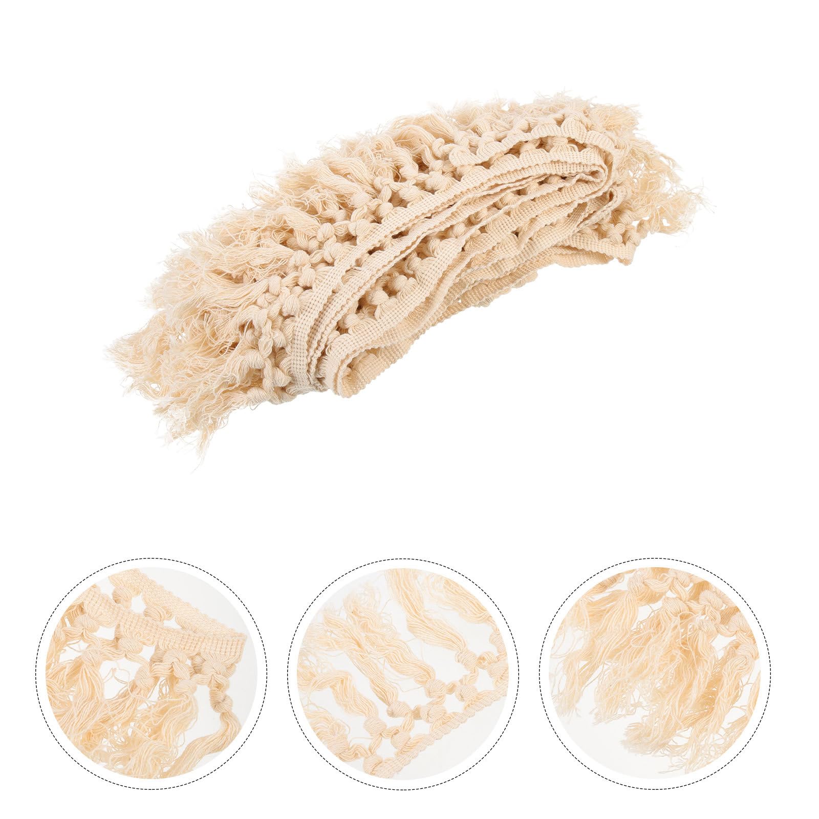 CALLARON Selbstgemacht Spitzenborte Quastenspitze Beige Polyester 5m Dekorative Fransen für Kleidung Geschenkbeutel Basteln
