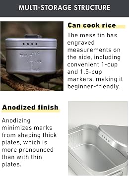 CAMPINGMOON Mess Tin Aluminum Camping Cookware Extreme Thick