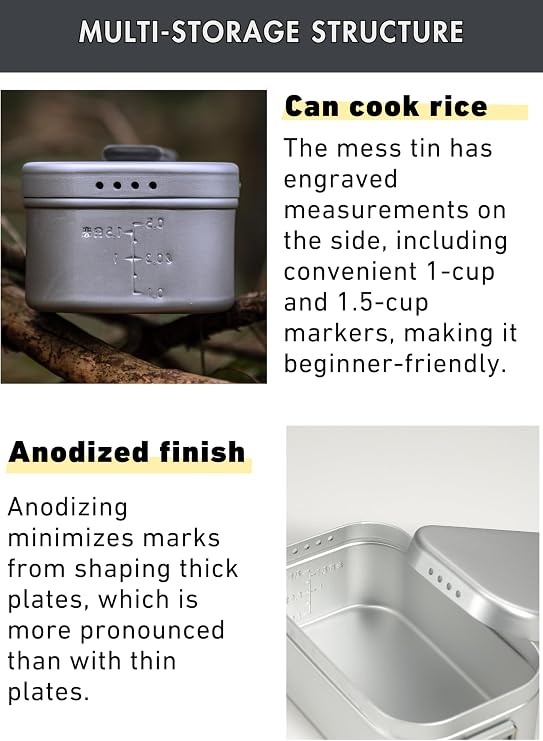 CAMPINGMOON Mess Tin Aluminum Camping Cookware Extreme Thick