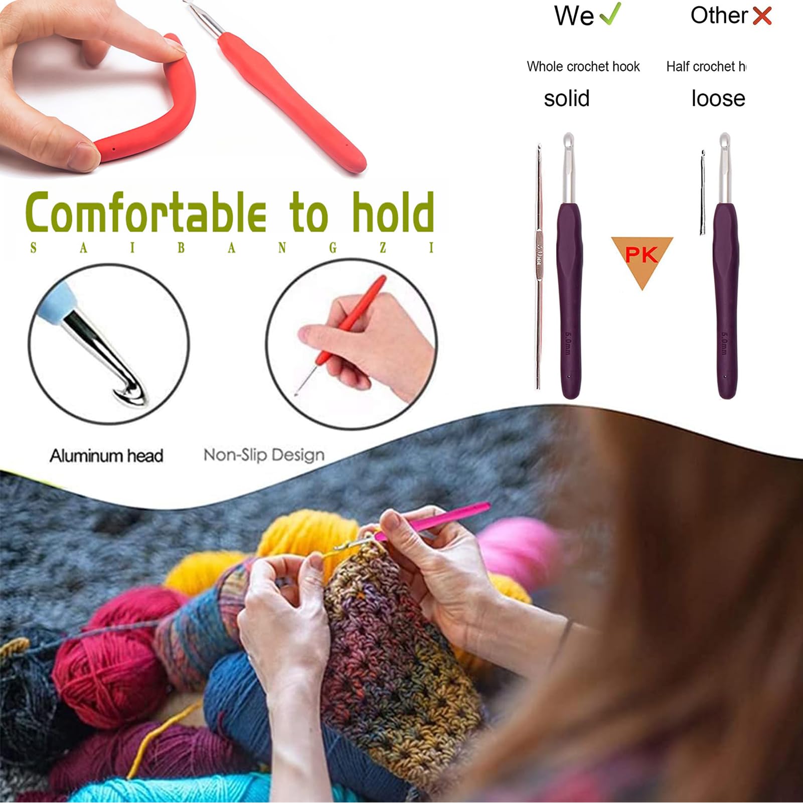 Uncinetti Per Principianti Set 12 Uncinetti Acciaio Misure