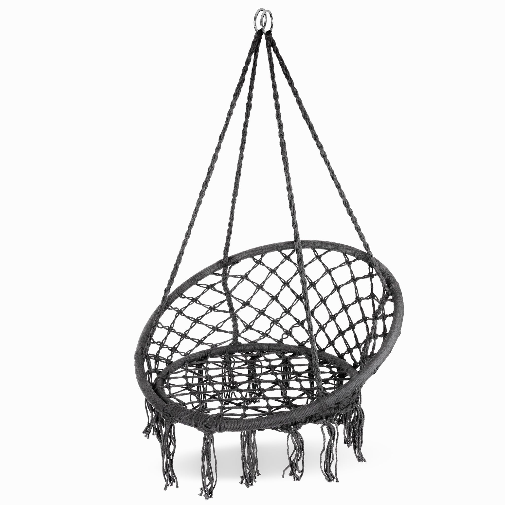 Poltrona Sospesa Boho Sedia Amaca Portata 150 kg Acciaio Zincato Corde Cotone Poliestere