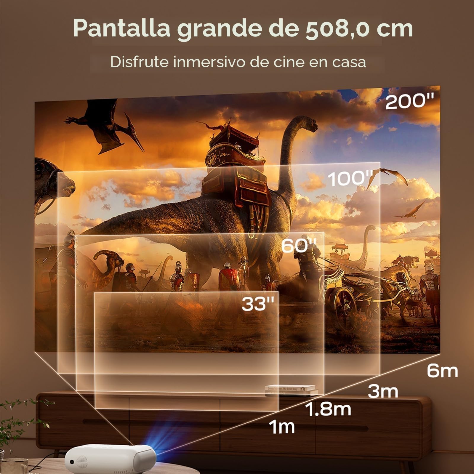 Proyector 4K con Bolso [Apps Oficial Integrada/Dolby] YOTON Y9 Proyector Portátil 28000L WiFi Bluetooth, Pantalla de 200" con 50% Zoom, Cine en Casa Vídeoproyector Soporte iOS/Android/HDMI