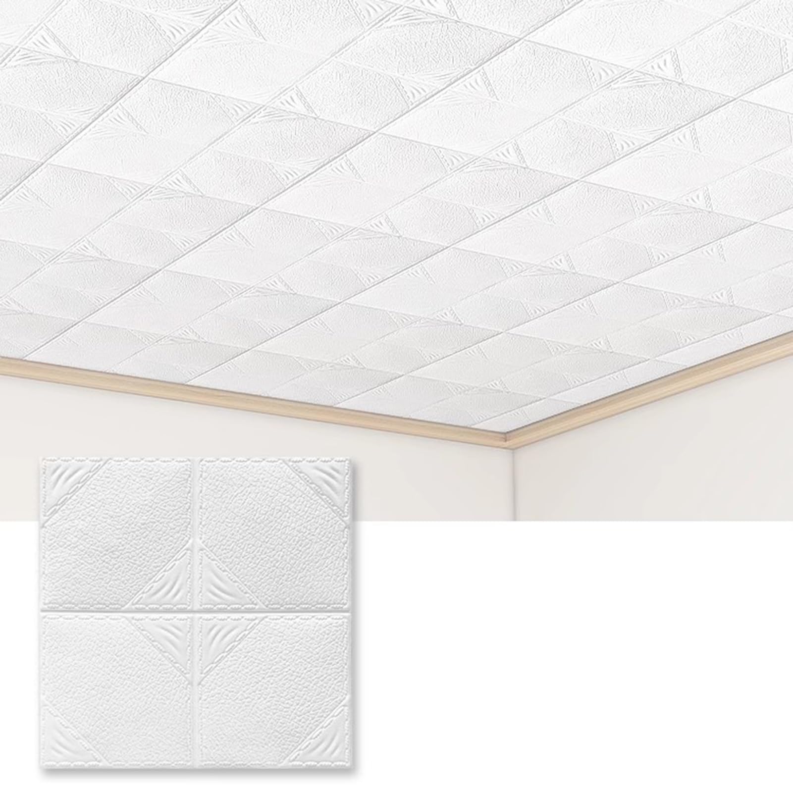 Paneles de techo 3D de PVC autoadhesivos de 11.8 x 11.8 pulgadas para decoración de interiores