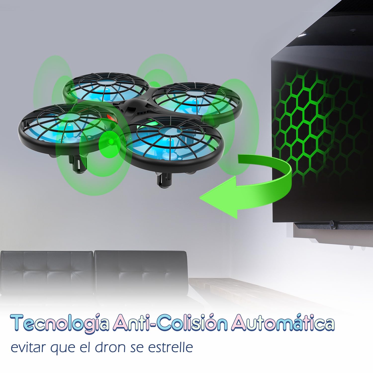 Loolinn | Dron para Niños de Regalo - Mini Drone Cuadricóptero RC con Tecnología Anti-Colisión Automática/Acrobacias de 360° / Seguro para los Niños/Fácil De Volar / C0 (Regalo de los Niños)