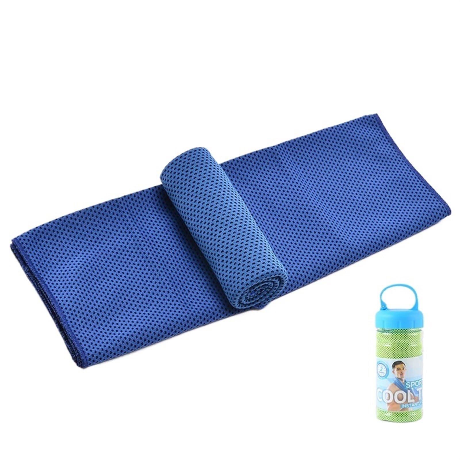 BIXPAK Pure Polyester Cooling Towel Fitness Quick-drying Towel Neck and Face Cooling Towel Instant Cooling Sports Towel Bottle Packaging(Navy,30 x 100 cm)