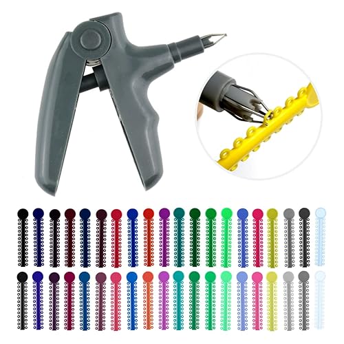 Ceonam Pistola de ligadura ortodóntica dental y lazos de ligadura ortodóntica multicolor 1040 piezas herramienta de banda de goma kit de aparatos de