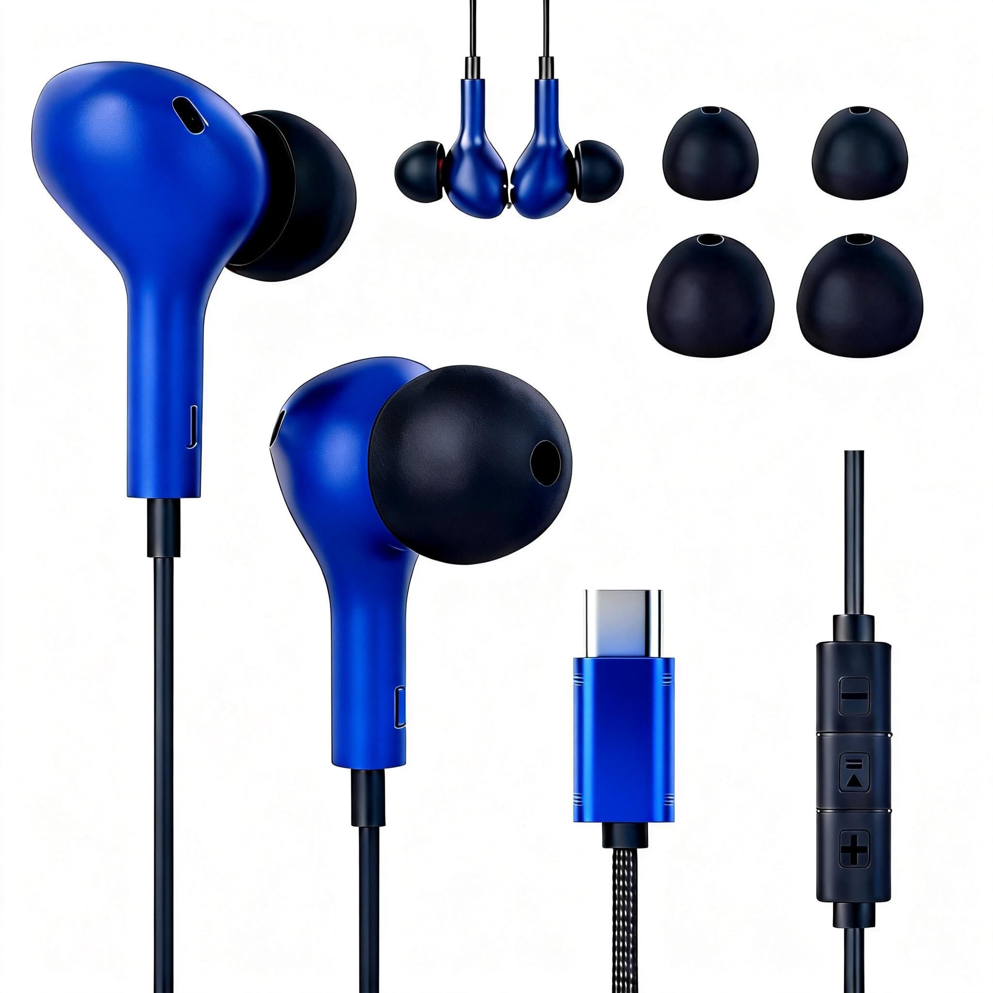 Kopfhörer mit Kabel USB C für Samsung Galaxy S26 S25 S24 S23 Ultra A17 A16 A07 A06 A56 A36 A26, In-Ear Headset mit Mikrofon für iPhone 17 16 15 Series iPad Pro Air Earpods Pixel 9 9a 10 10a 10pro