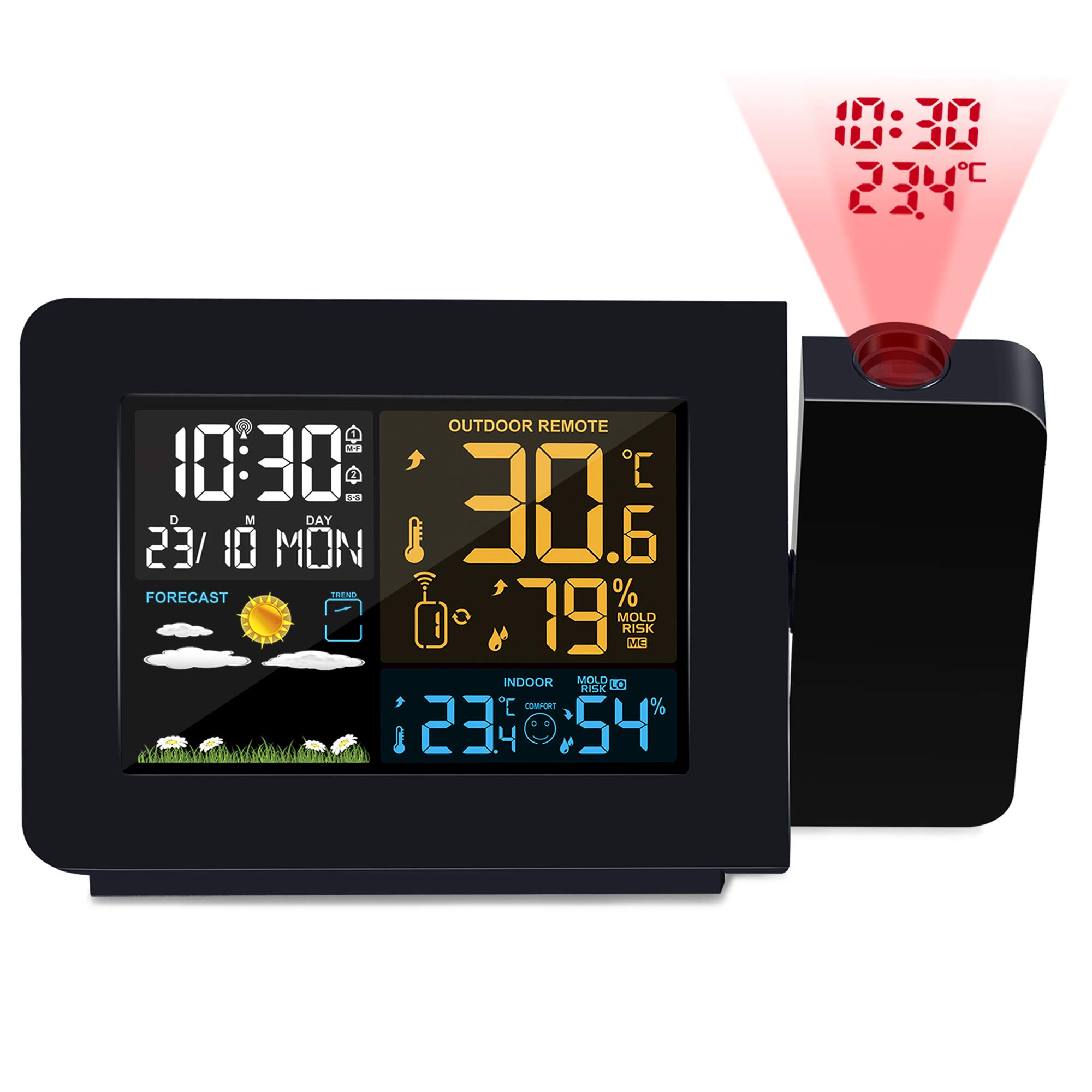 Buy Kalawen Projection Alarm Clock for Bedrooms with Weather Station