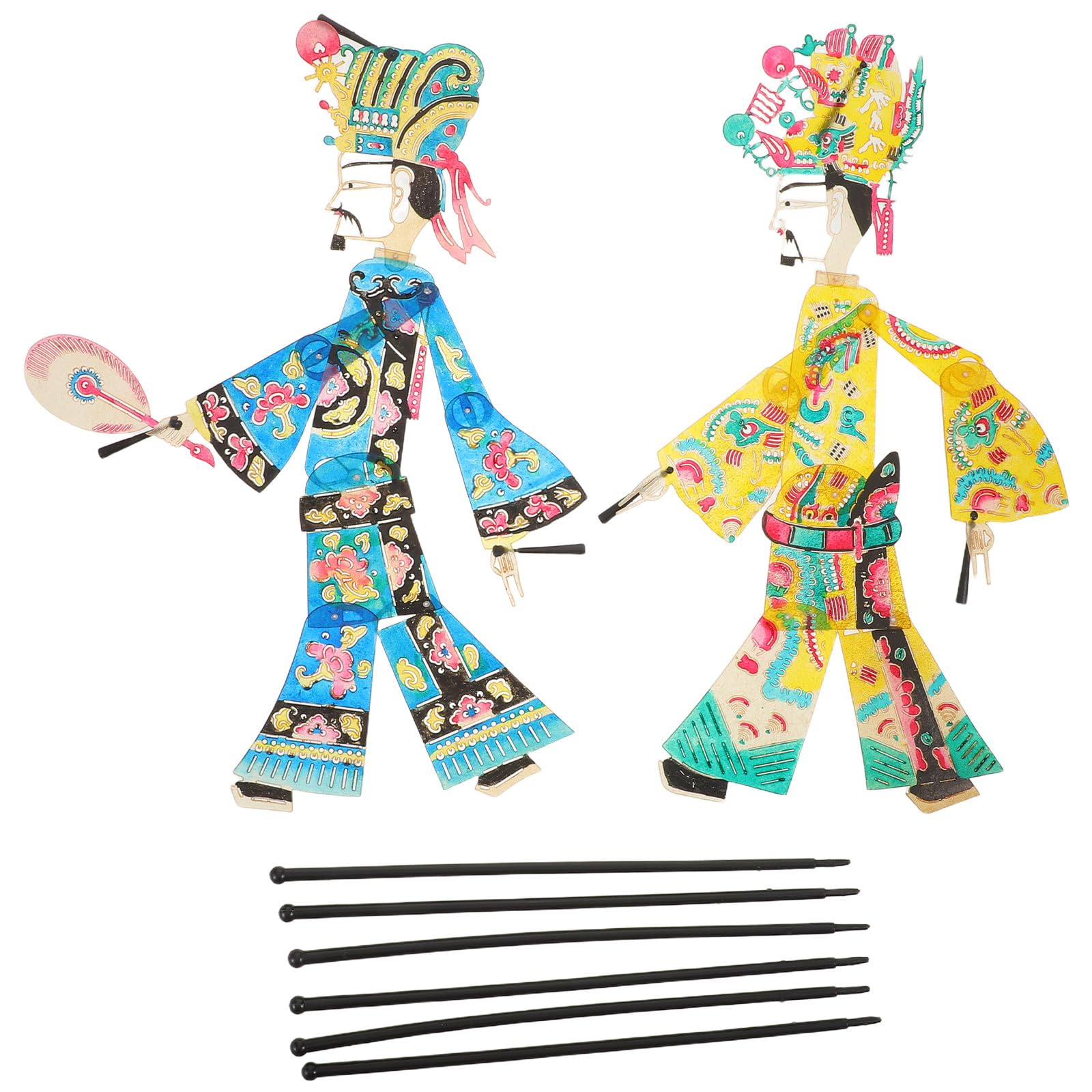 Supvox 2 Stück Puppentheater Requisiten Schattentheater Figuren aus Kunststoff im Traditionellen Chinesischen Stil für Anfänger und Outdoor Aktivitäten