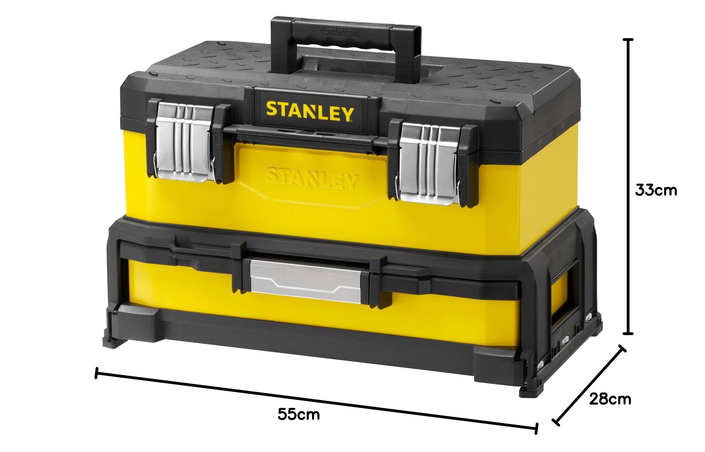 Stanley 1-95-829 Cassetta Portautensili con Cassetto, Vaschetta estraibile, 51 cm, Giallo