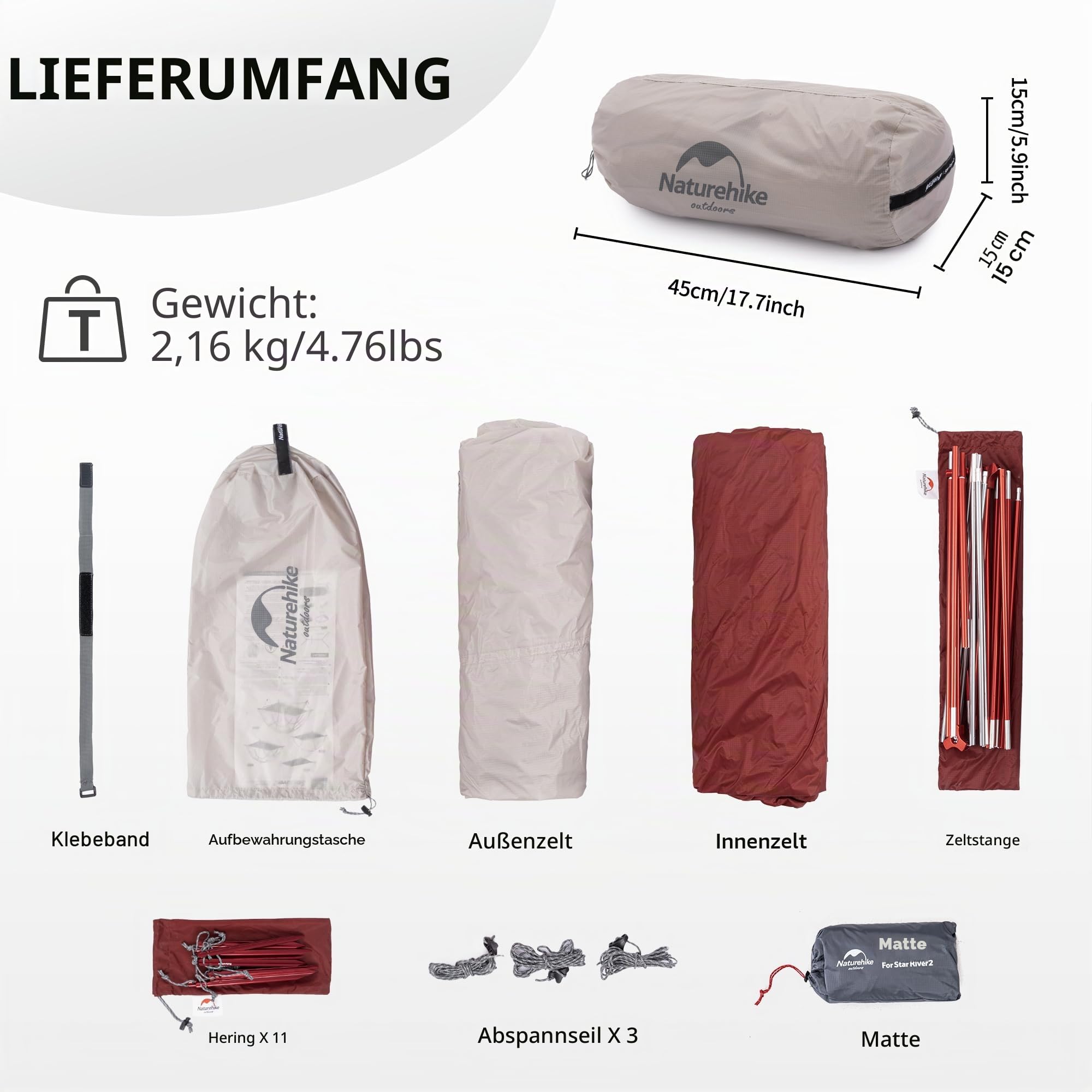 Naturehike Star-River Zelt 2 Personen Doppelzelt Ultraleichtes Zelt Rucksackreisen Wasserdicht Wandern Camping Zelt