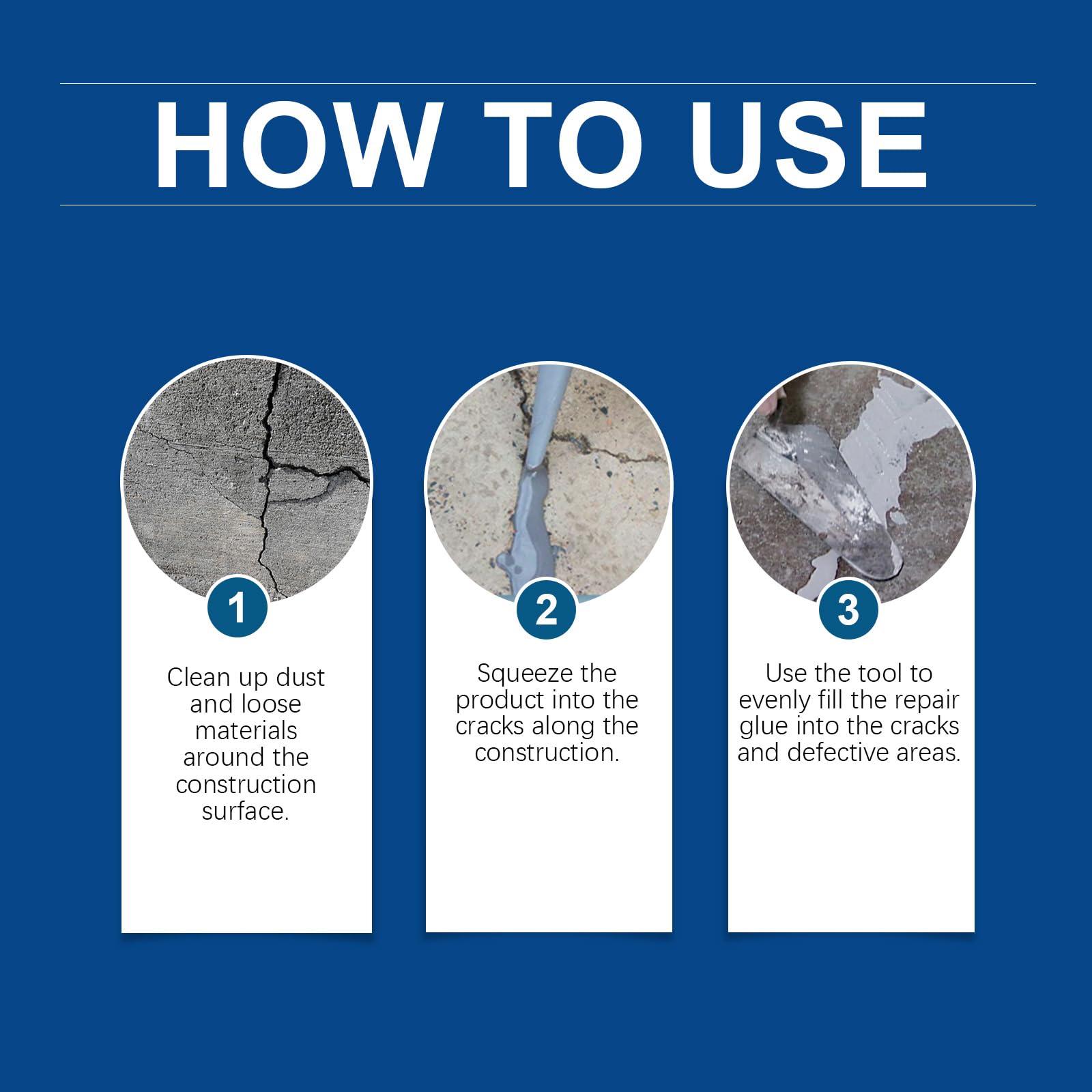 Mastic de réparation de fissures pour béton imperméable et autonivelant, mastic ciment haute élasticité, mastic anti-fissuration imperméable et haute élasticité, adhésif de réparation haute (6PCS)