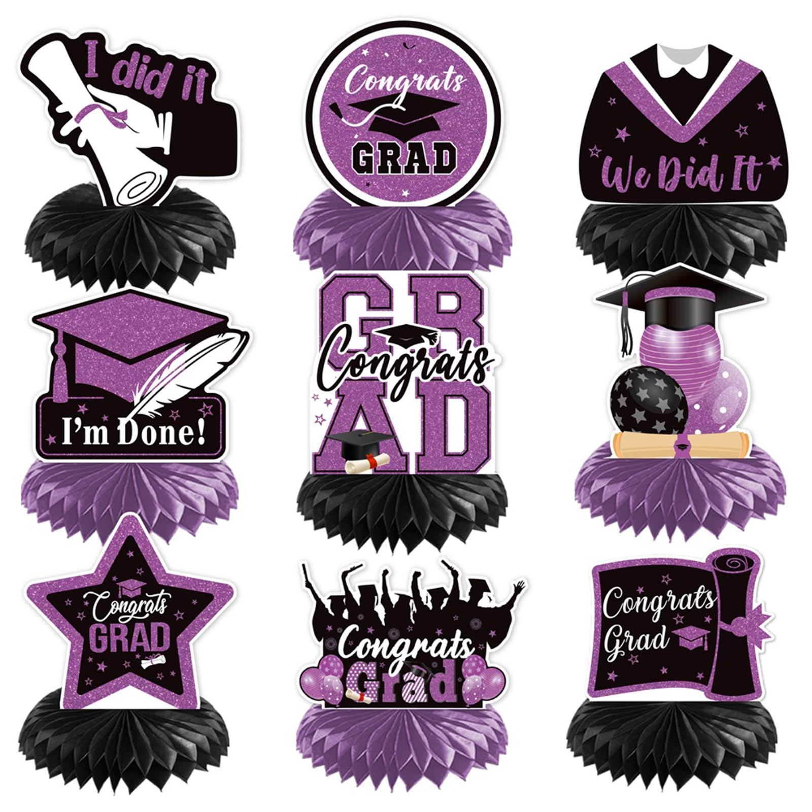 ZEPFJHE Complete Graduation Decoration Set Including Paper Buntings Swirls and Honeys Combs Balloons Hanging Party Garlands Multiple Occasion Party Banners