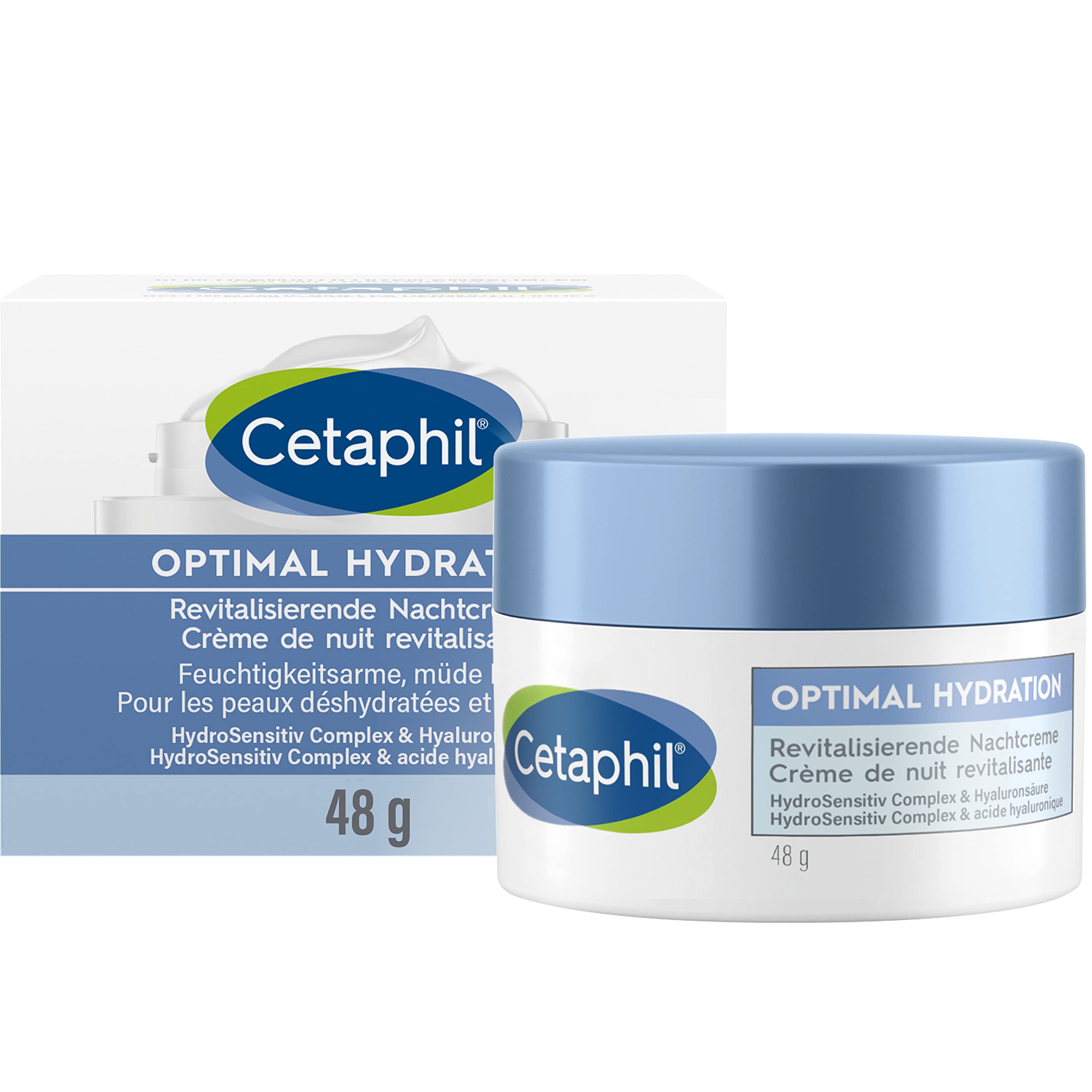 CetaphilOptimal Hydration Invigorating Day Cream, 48 g, Moisturises Face Skin for 48 Hours, Strengthens the Skin Barrier and Soothes, Lightweight & Non-Greasy, With Glycerine, Hyaluronic Acid & Shea