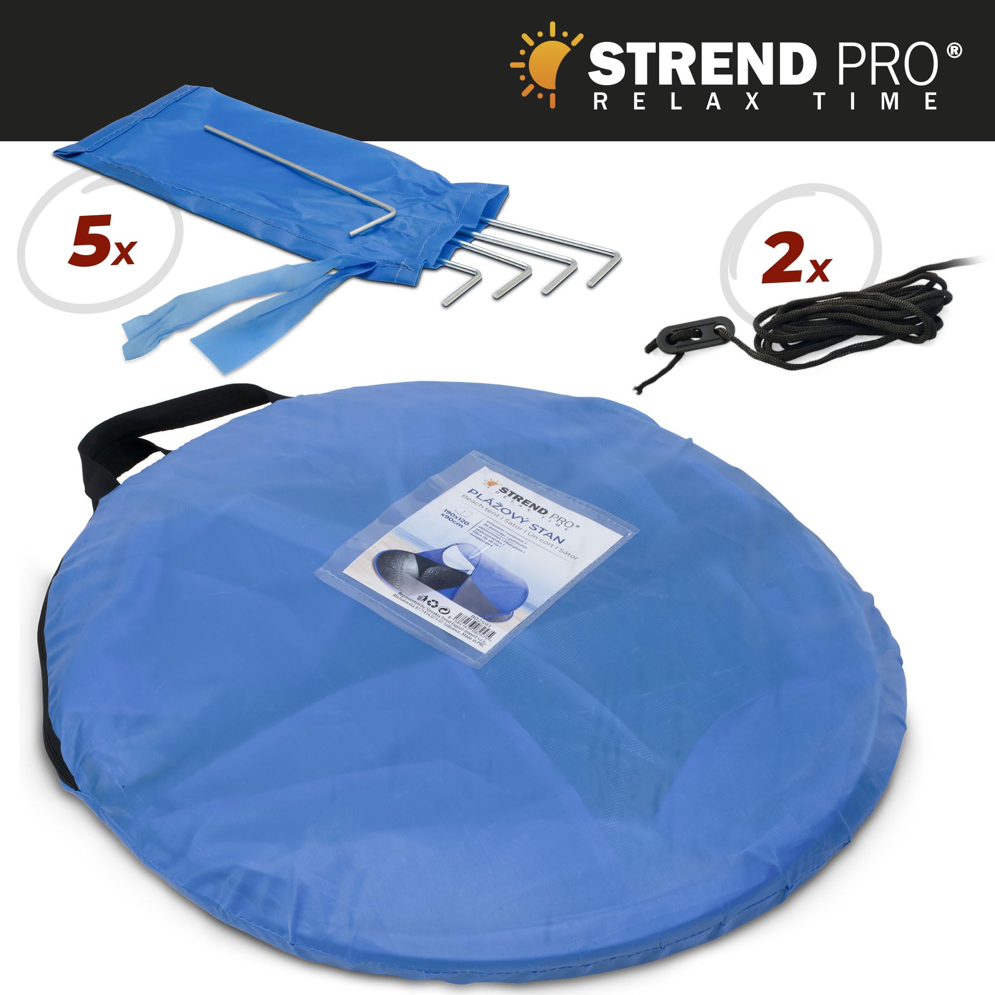 STREND PRO Mini tenda pop-up 190x120x90 cm – Piccola tenda da spiaggia, tenda a lancio con protezione UV, per bambini, giardino, parco e spiaggia