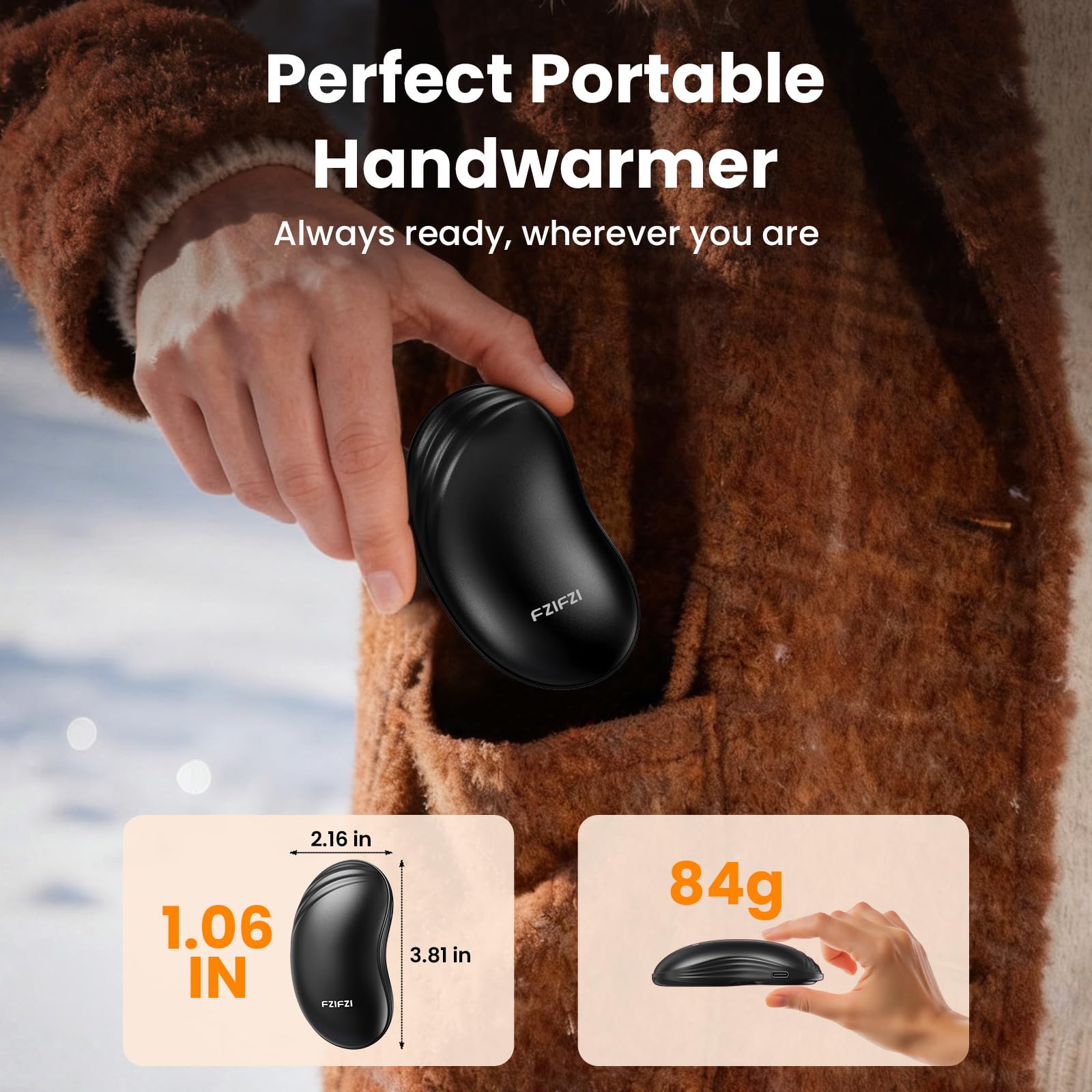 Scaldamani Elettrico 2 Pack, Scaldamani Ricaricabile USB, Riutilizzabile Elettrico Tascabile Scalda mani, Durata, Calore con 3 Livelli per Esterno