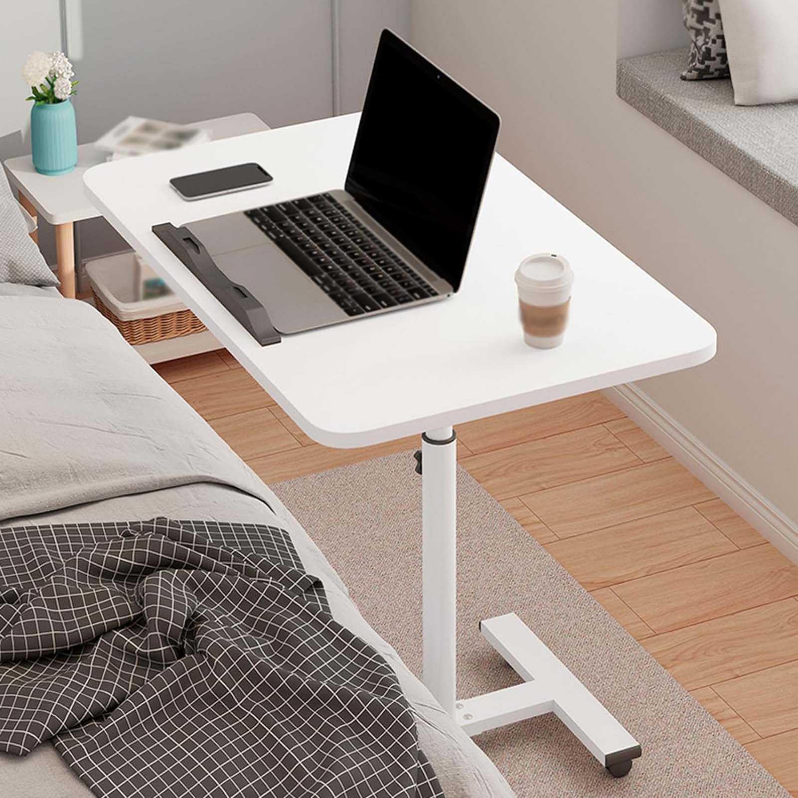 Mesa plegable para laptop, soporte ajustable sobre la cama con ruedas bloqueables para oficina, hospital y uso doméstico