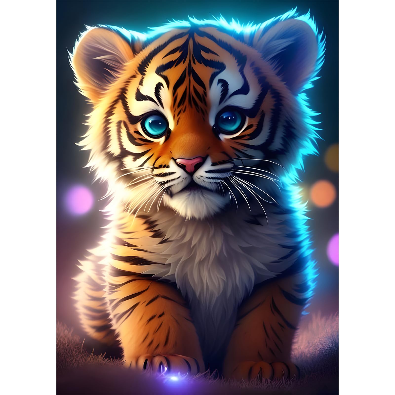 EOBROMDTiger Diamond Painting, 5D DIY Diamond Embroidery Kit, Complete Animals, Crystal Rhinestone Cross Stitch Painting, Home Decoration, 30 x 40 cm, Unisex, Ages Kid & Adult