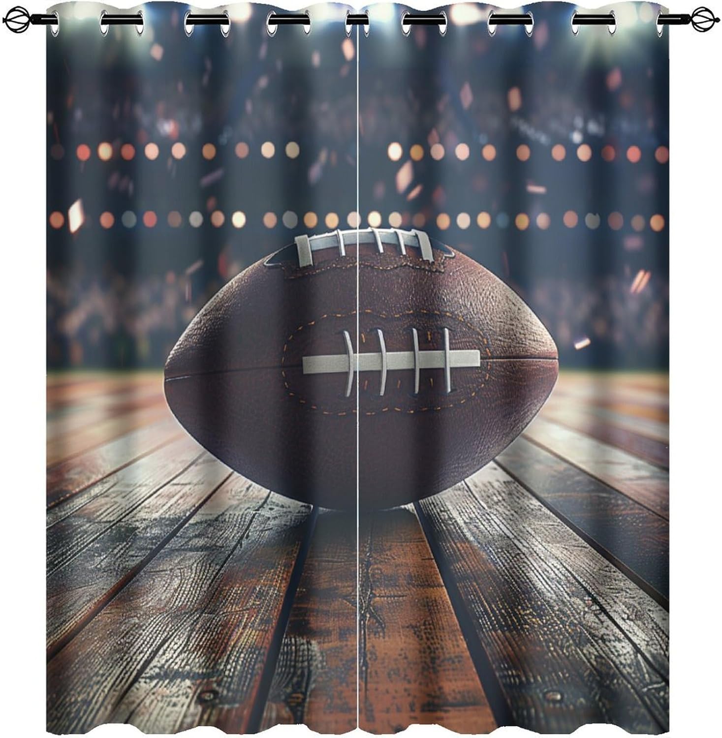 Vintage Football Field Grommet Blackout Curtains for Bedroom, Traditional Sports Rugby Thermal Insulated Curtains Room Darkening Window Drapes, 27.5W x 63L, 2 Panels