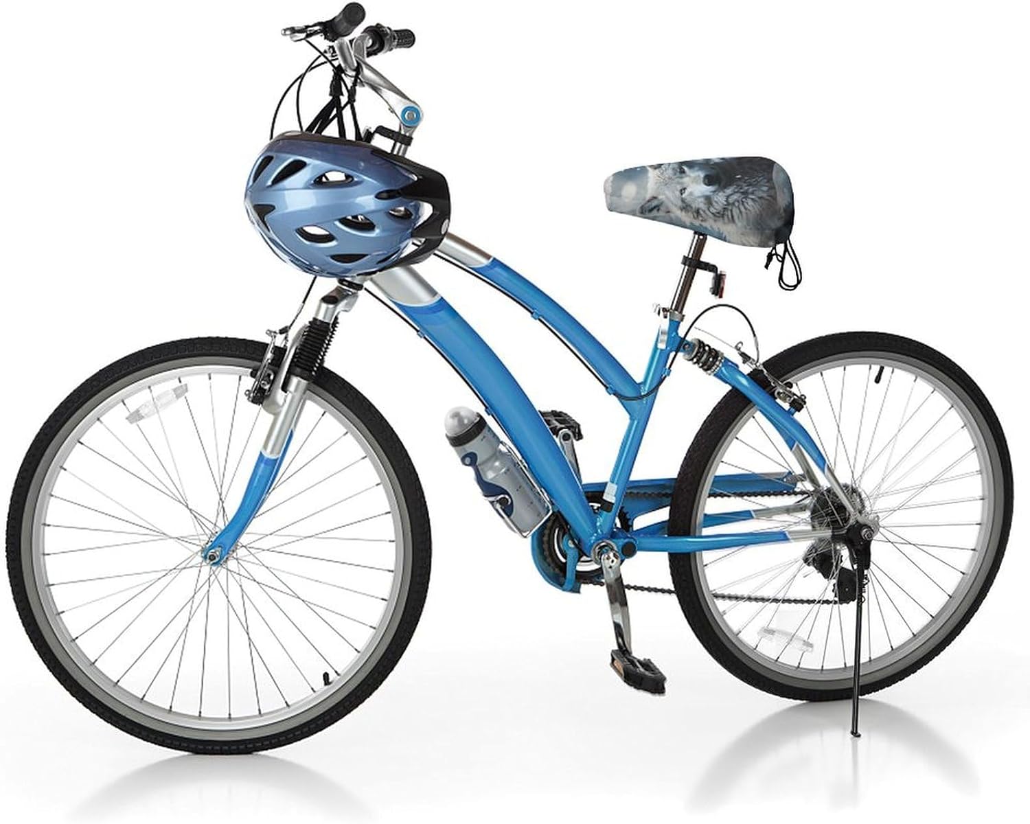 Wolf Sitting in The Snow Waterproof Bike Seat Cover with Drawstring image 5