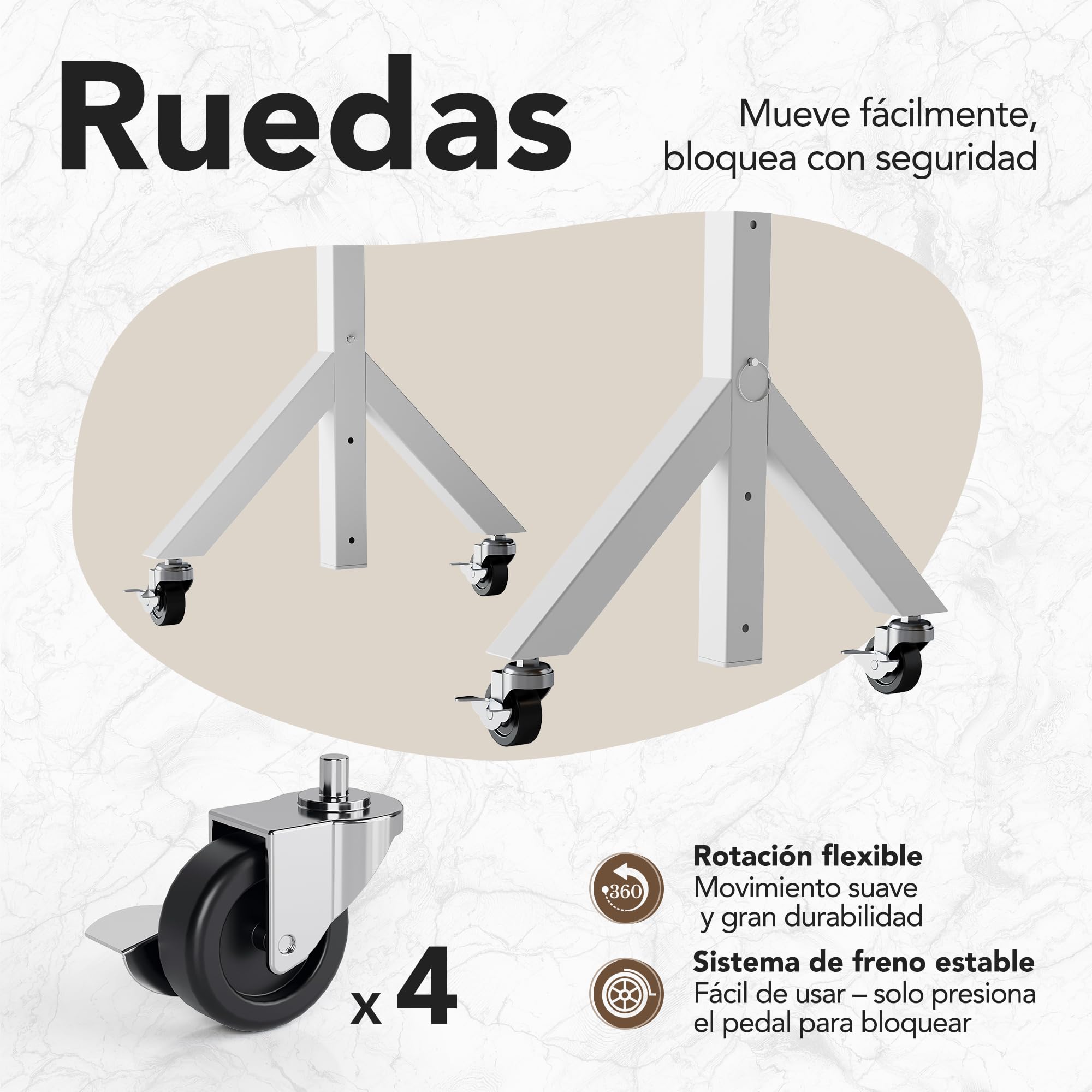 HUANUO Escritorio de pie Ajustable en Altura, 6 ajustes de Altura de hasta 118 cm, 80 x 40 cm, Escritorio pequeño móvil con diseño de Patas Triangulares, Movilidad Suave con Ruedas bloqueables, Mesa